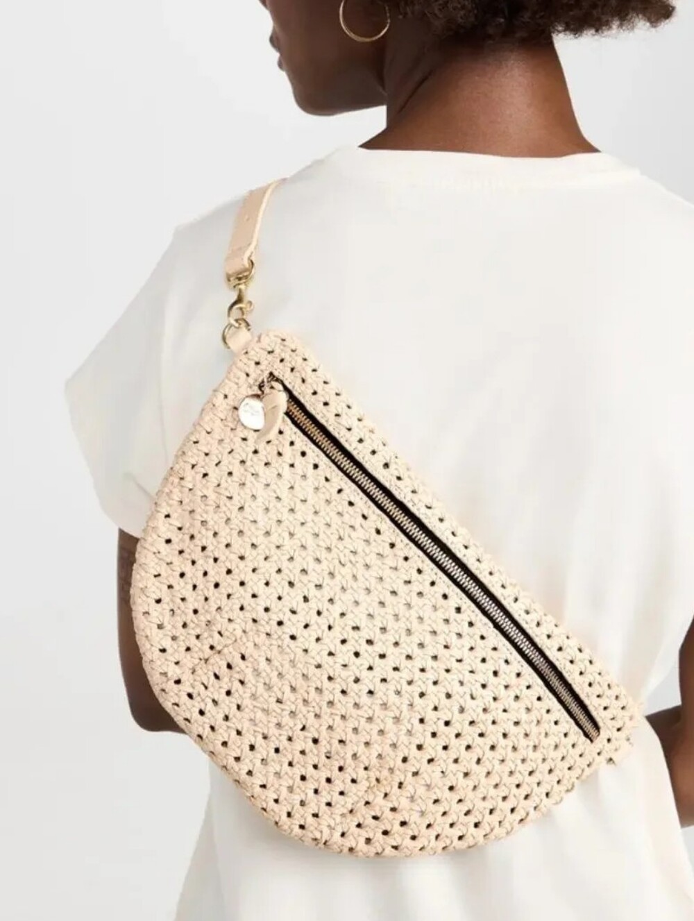 EXCELLENT CLARE V GRANDE FANNY BAG - CREAM RATTAN